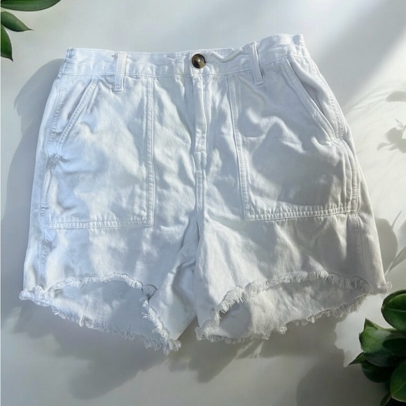 Aerie Linen Blend White Shorts with Frayed Hrm Small - Picture 1 of 2